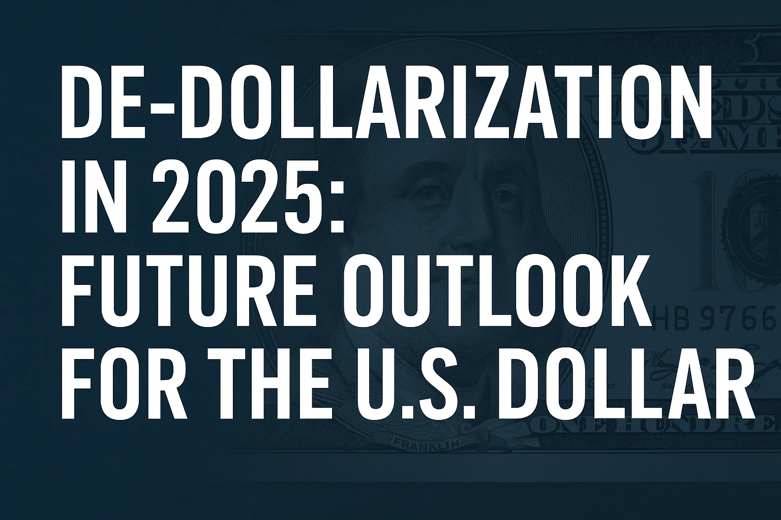 A conceptual image illustrating the future of de-dollarization, showing the U.S. Dollar sign being challenged by other currencies and gold.