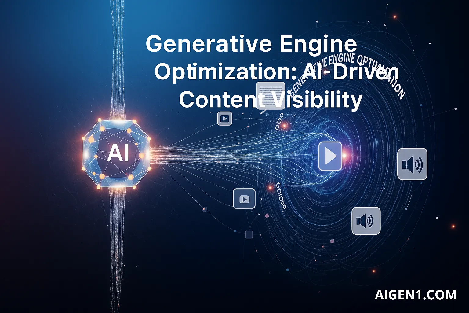 Generative Engine Optimization concept with AI and content icons