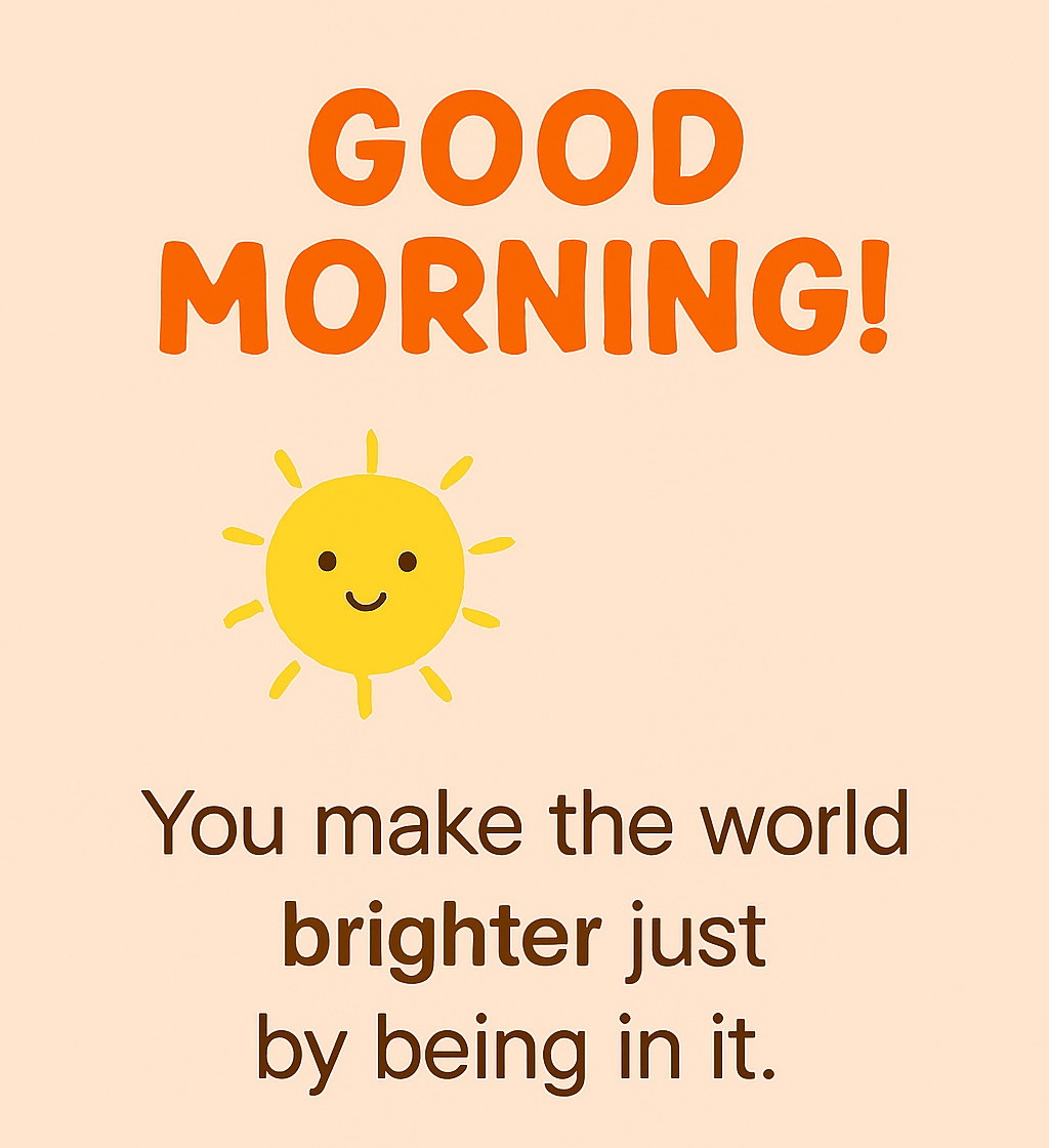 Good morning image with smiling sun and uplifting message